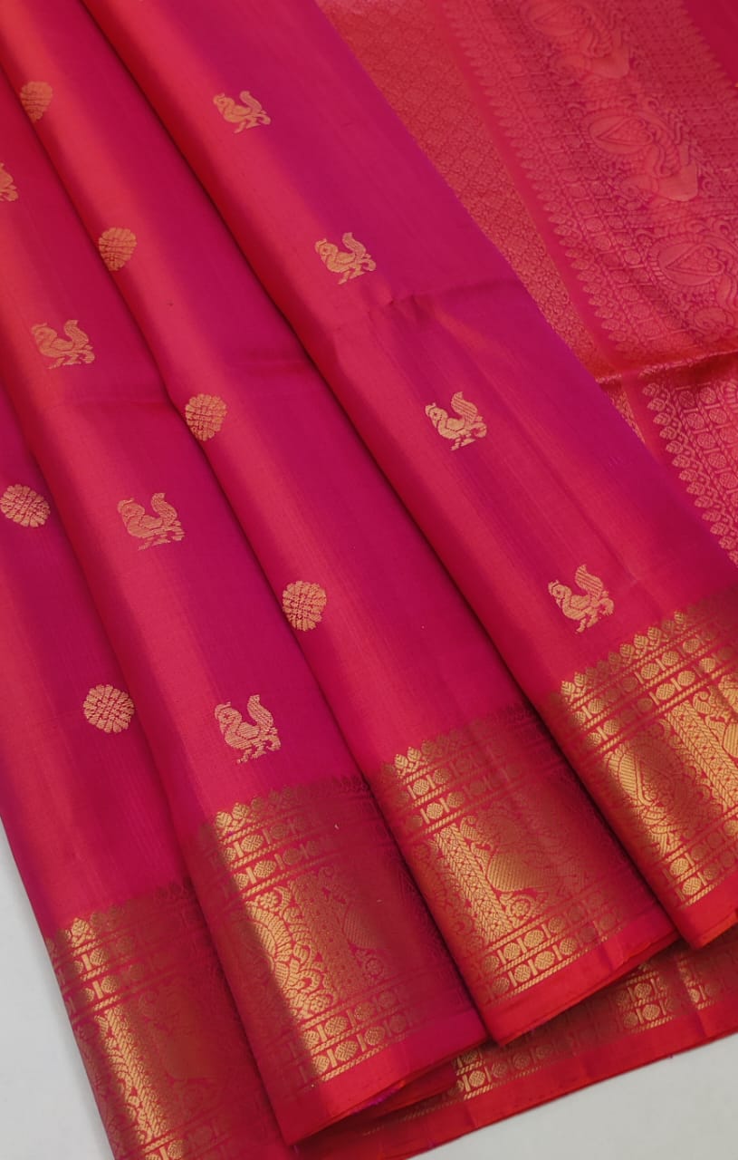 Kanchipuram Silk Saree featuring subtle buttis Silk